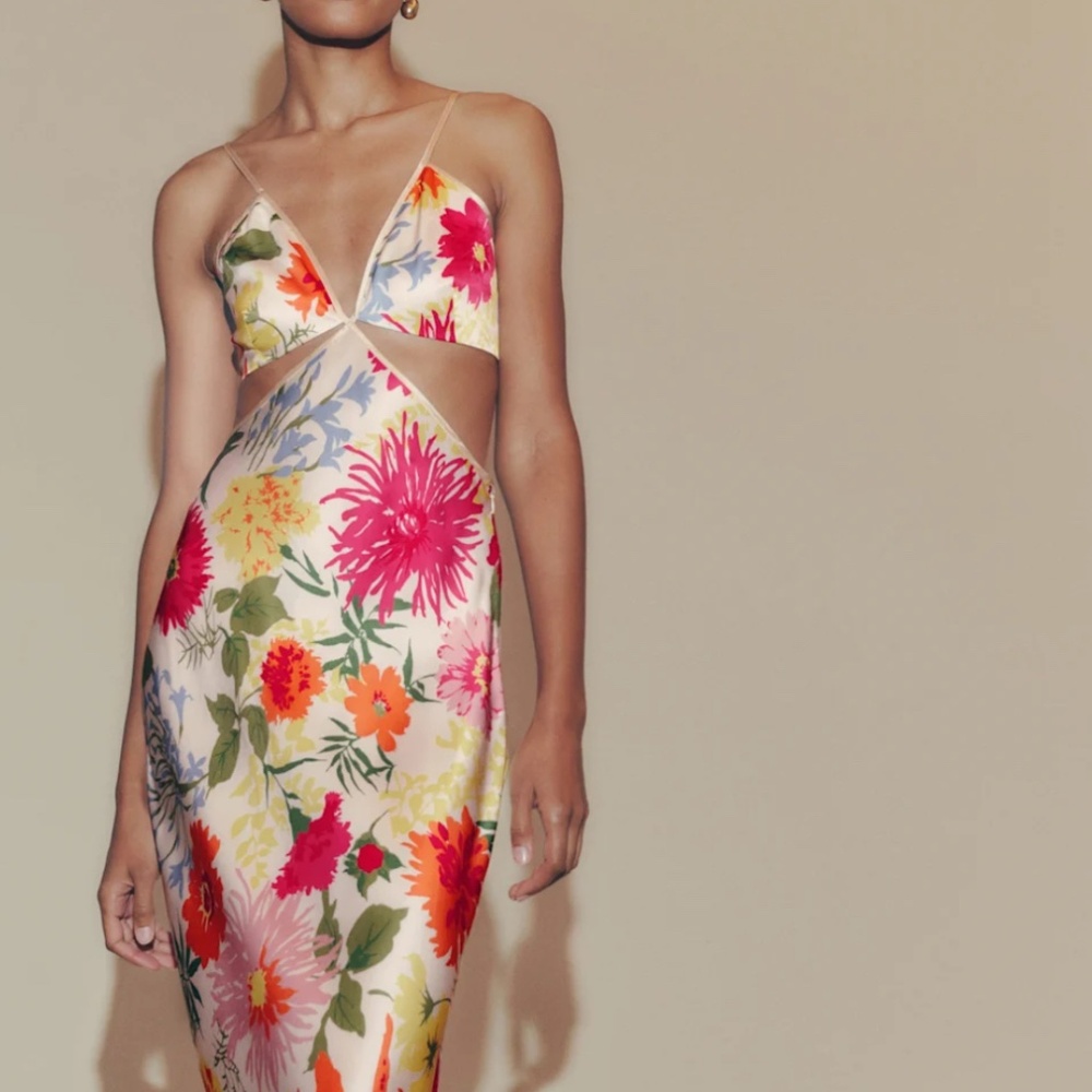 Reformation Poppies Silk Dress Multi - Size 8 - Picture 4 of 5